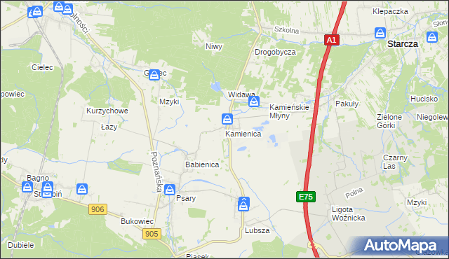 mapa Kamienica gmina Woźniki, Kamienica gmina Woźniki na mapie Targeo