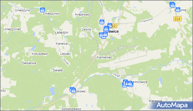 mapa Kamieniec gmina Cewice, Kamieniec gmina Cewice na mapie Targeo