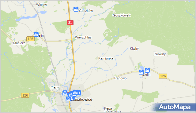 mapa Kamionka gmina Mieszkowice, Kamionka gmina Mieszkowice na mapie Targeo