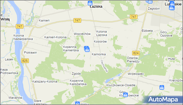 mapa Kamionka gmina Opole Lubelskie, Kamionka gmina Opole Lubelskie na mapie Targeo