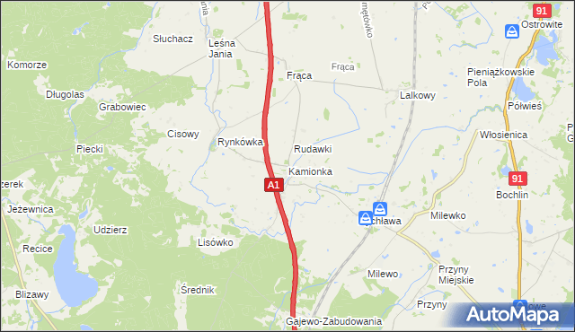 mapa Kamionka gmina Smętowo Graniczne, Kamionka gmina Smętowo Graniczne na mapie Targeo