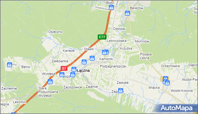 mapa Kamionki gmina Łączna, Kamionki gmina Łączna na mapie Targeo