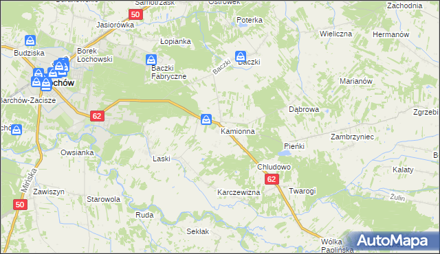 mapa Kamionna gmina Łochów, Kamionna gmina Łochów na mapie Targeo