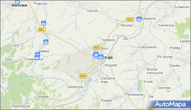 mapa Kańczuga powiat przeworski, Kańczuga powiat przeworski na mapie Targeo