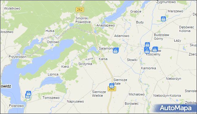 mapa Kania gmina Ostrowite, Kania gmina Ostrowite na mapie Targeo