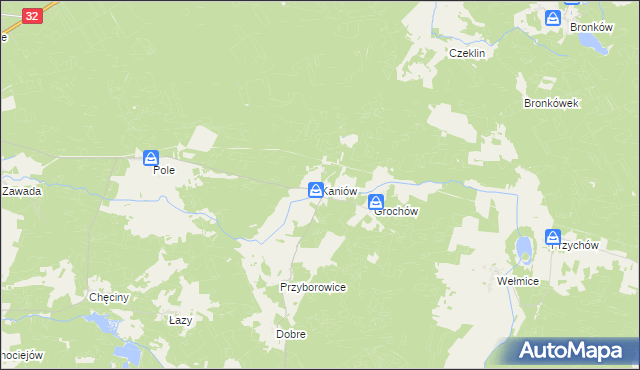 mapa Kaniów gmina Gubin, Kaniów gmina Gubin na mapie Targeo