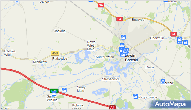 mapa Kantorowice gmina Lewin Brzeski, Kantorowice gmina Lewin Brzeski na mapie Targeo
