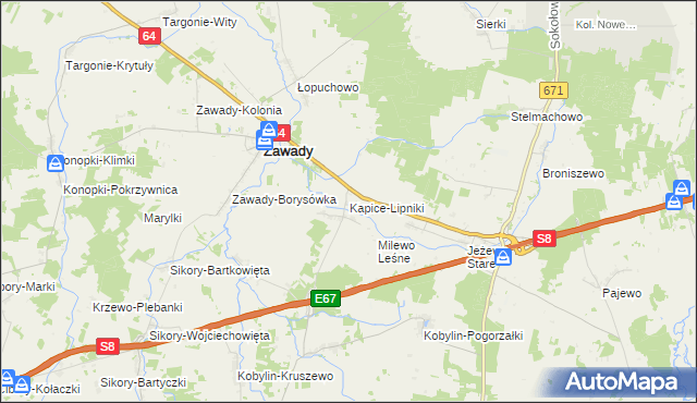 mapa Kapice-Lipniki, Kapice-Lipniki na mapie Targeo