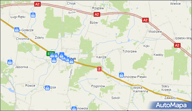 mapa Karcze gmina Zbuczyn, Karcze gmina Zbuczyn na mapie Targeo