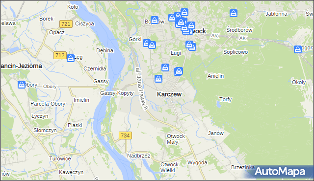 mapa Karczew powiat otwocki, Karczew powiat otwocki na mapie Targeo