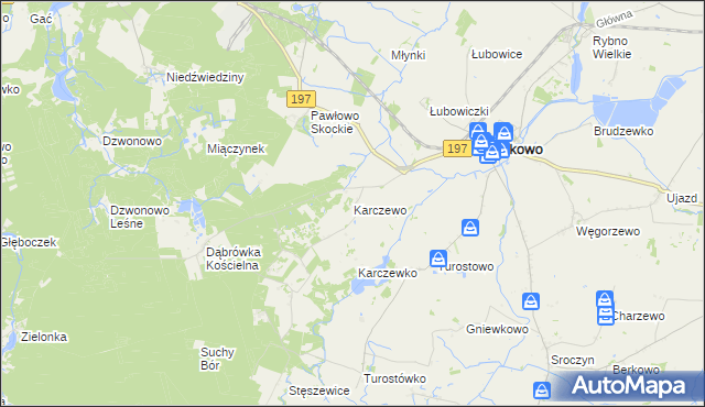 mapa Karczewo gmina Kiszkowo, Karczewo gmina Kiszkowo na mapie Targeo