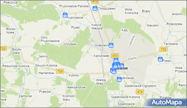 mapa Karczówek gmina Szadek, Karczówek gmina Szadek na mapie Targeo