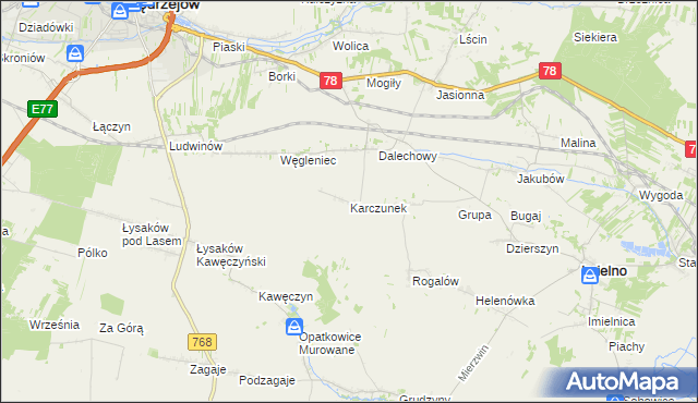 mapa Karczunek gmina Imielno, Karczunek gmina Imielno na mapie Targeo