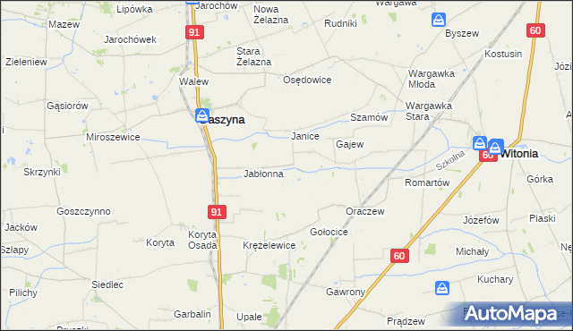 mapa Karkoszki gmina Daszyna, Karkoszki gmina Daszyna na mapie Targeo