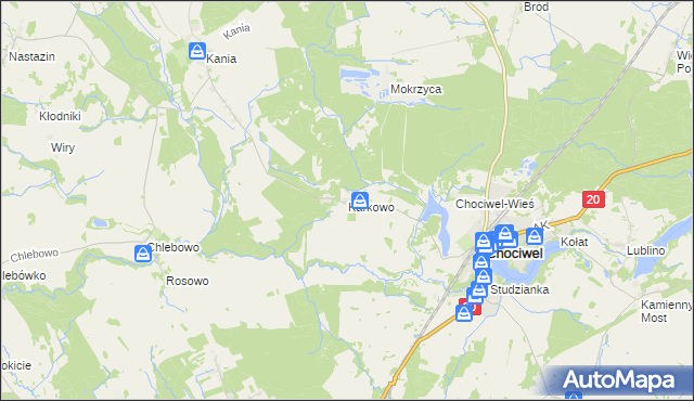 mapa Karkowo gmina Chociwel, Karkowo gmina Chociwel na mapie Targeo