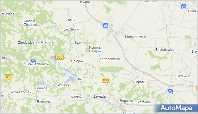 mapa Karmanowice, Karmanowice na mapie Targeo