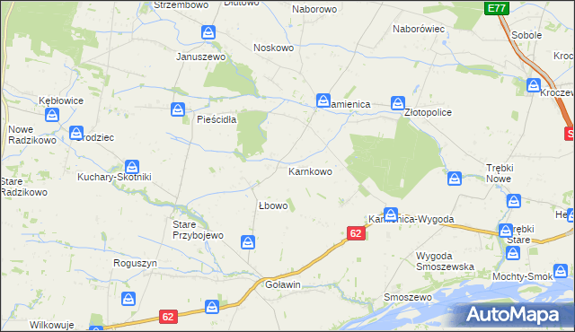 mapa Karnkowo gmina Czerwińsk nad Wisłą, Karnkowo gmina Czerwińsk nad Wisłą na mapie Targeo