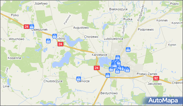 mapa Karolewice, Karolewice na mapie Targeo