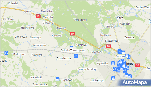 mapa Karolewo gmina Sierpc, Karolewo gmina Sierpc na mapie Targeo