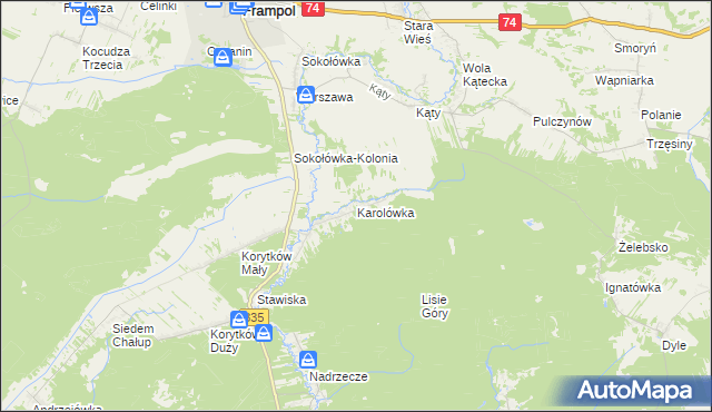 mapa Karolówka gmina Frampol, Karolówka gmina Frampol na mapie Targeo