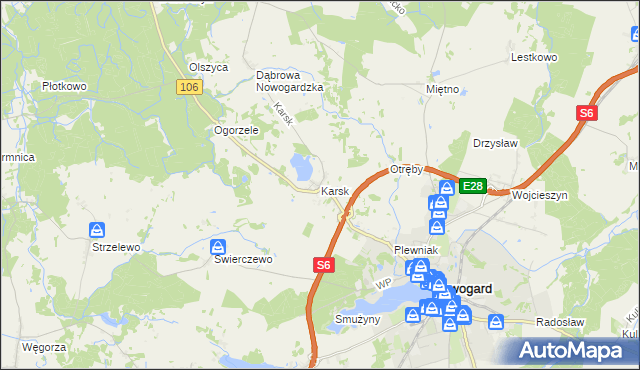 mapa Karsk gmina Nowogard, Karsk gmina Nowogard na mapie Targeo