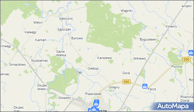 mapa Karszewo gmina Korsze, Karszewo gmina Korsze na mapie Targeo