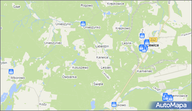 mapa Karwica gmina Cewice, Karwica gmina Cewice na mapie Targeo