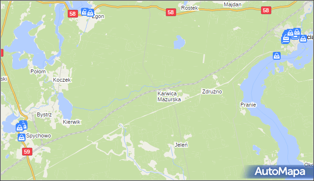 mapa Karwica Mazurska, Karwica Mazurska na mapie Targeo