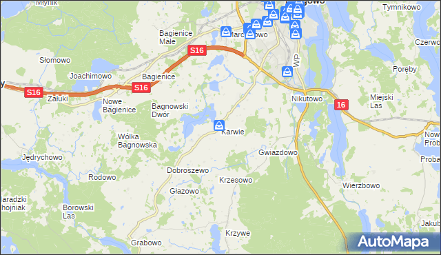 mapa Karwie gmina Mrągowo, Karwie gmina Mrągowo na mapie Targeo