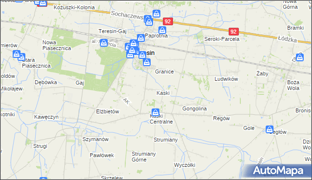 mapa Kaski gmina Baranów, Kaski gmina Baranów na mapie Targeo