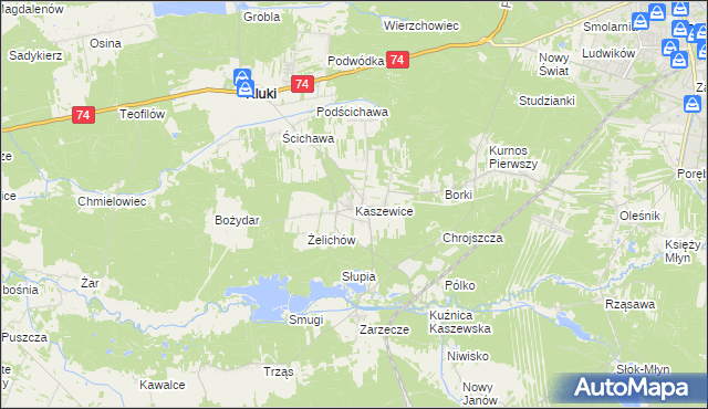 mapa Kaszewice, Kaszewice na mapie Targeo