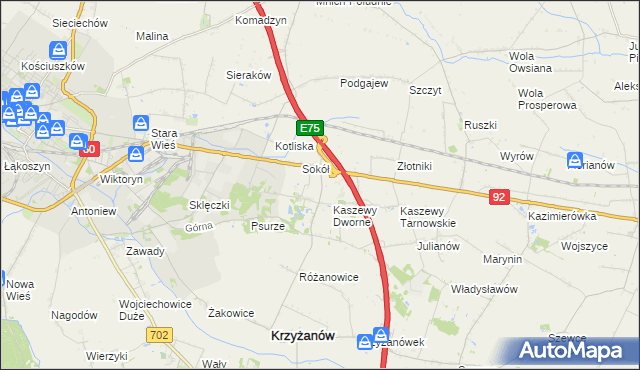 mapa Kaszewy Kościelne, Kaszewy Kościelne na mapie Targeo