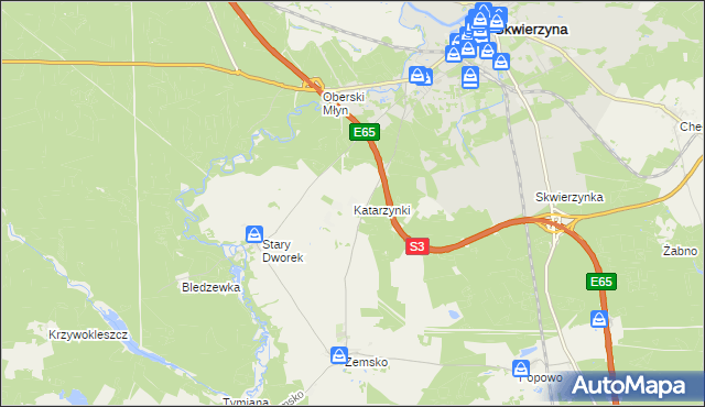 mapa Katarzynki gmina Bledzew, Katarzynki gmina Bledzew na mapie Targeo