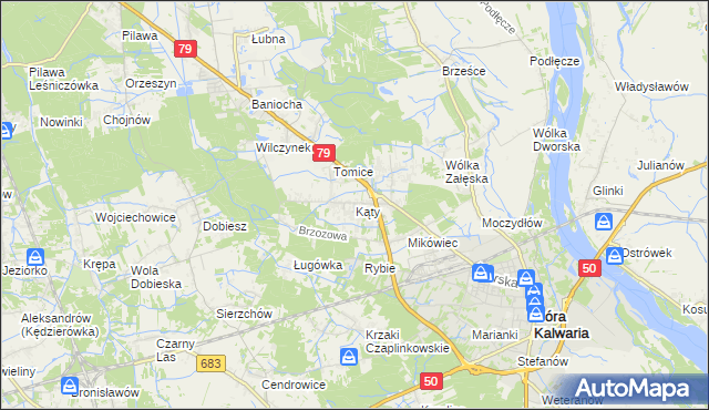 mapa Kąty gmina Góra Kalwaria, Kąty gmina Góra Kalwaria na mapie Targeo