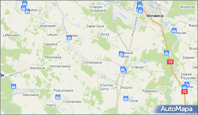 mapa Kawczyn gmina Morawica, Kawczyn gmina Morawica na mapie Targeo