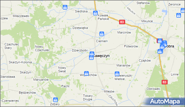 mapa Kawęczyn powiat turecki, Kawęczyn powiat turecki na mapie Targeo