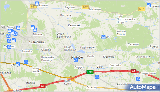 mapa Kazimierów gmina Halinów, Kazimierów gmina Halinów na mapie Targeo