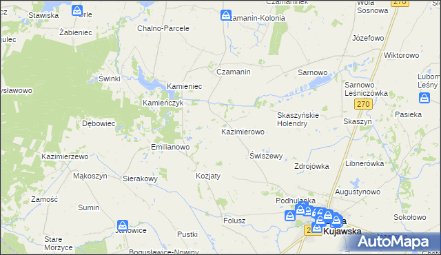 mapa Kazimierowo gmina Izbica Kujawska, Kazimierowo gmina Izbica Kujawska na mapie Targeo