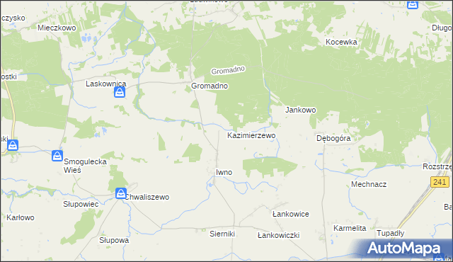 mapa Kazimierzewo gmina Kcynia, Kazimierzewo gmina Kcynia na mapie Targeo