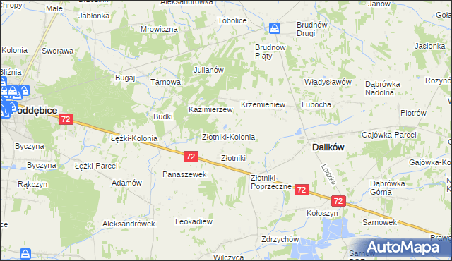 mapa Kazimierzów gmina Dalików, Kazimierzów gmina Dalików na mapie Targeo