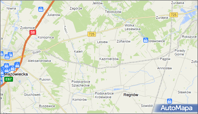 mapa Kazimierzów gmina Regnów, Kazimierzów gmina Regnów na mapie Targeo