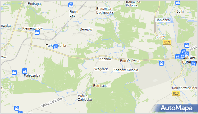 mapa Kaznów gmina Ostrów Lubelski, Kaznów gmina Ostrów Lubelski na mapie Targeo