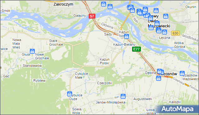 mapa Kazuń Polski, Kazuń Polski na mapie Targeo