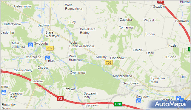 mapa Kębliny, Kębliny na mapie Targeo