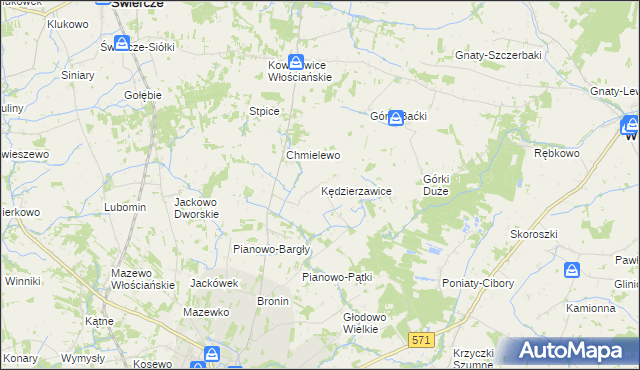 mapa Kędzierzawice, Kędzierzawice na mapie Targeo