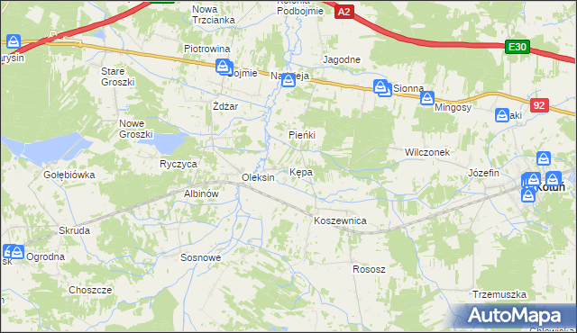 mapa Kępa gmina Kotuń, Kępa gmina Kotuń na mapie Targeo