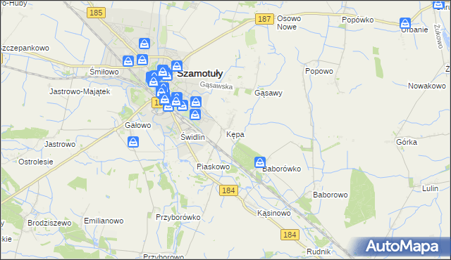 mapa Kępa gmina Szamotuły, Kępa gmina Szamotuły na mapie Targeo