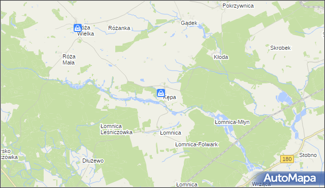 mapa Kępa gmina Trzcianka, Kępa gmina Trzcianka na mapie Targeo