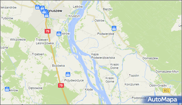 mapa Kępa Podwierzbiańska, Kępa Podwierzbiańska na mapie Targeo