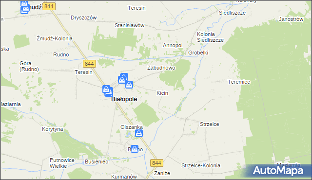 mapa Kicin gmina Białopole, Kicin gmina Białopole na mapie Targeo